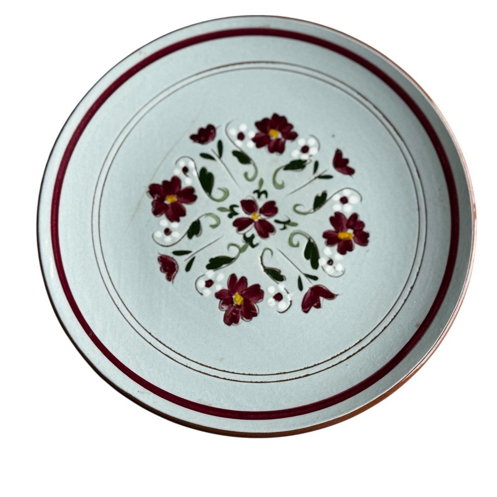 Vintage Stangl Pottery Oven Safe 8" Salad Plate Red Flowers‎